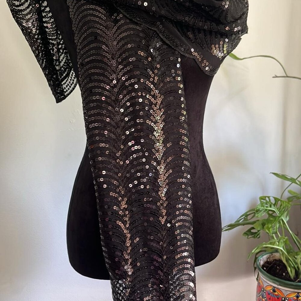 Sheer Black Sequin Wrap by Apt 9‎ WhimsyGoth Witchy Formal Accessories Elegant